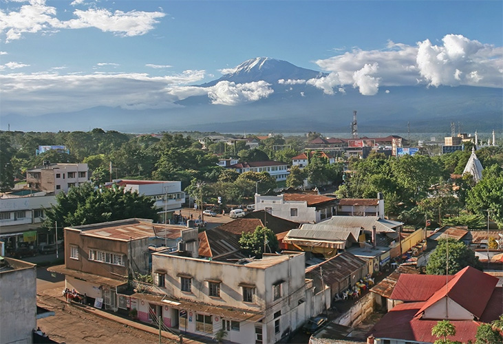 Moshi, Tanzania with Mount Kilimanjaro